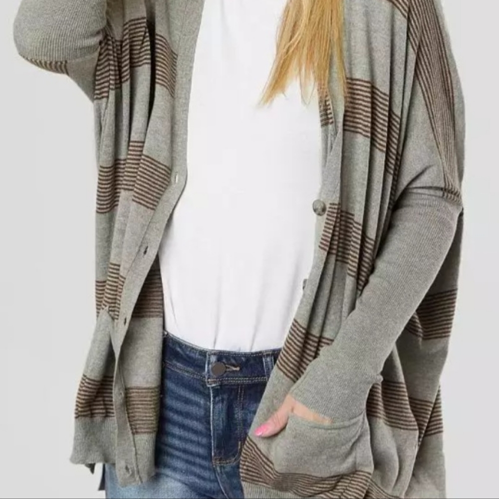 Oversized Dolman Button Down Cardigan Sweater BKE small